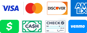 we accept All credit cards, Cash App, Cash, Check & Venmo